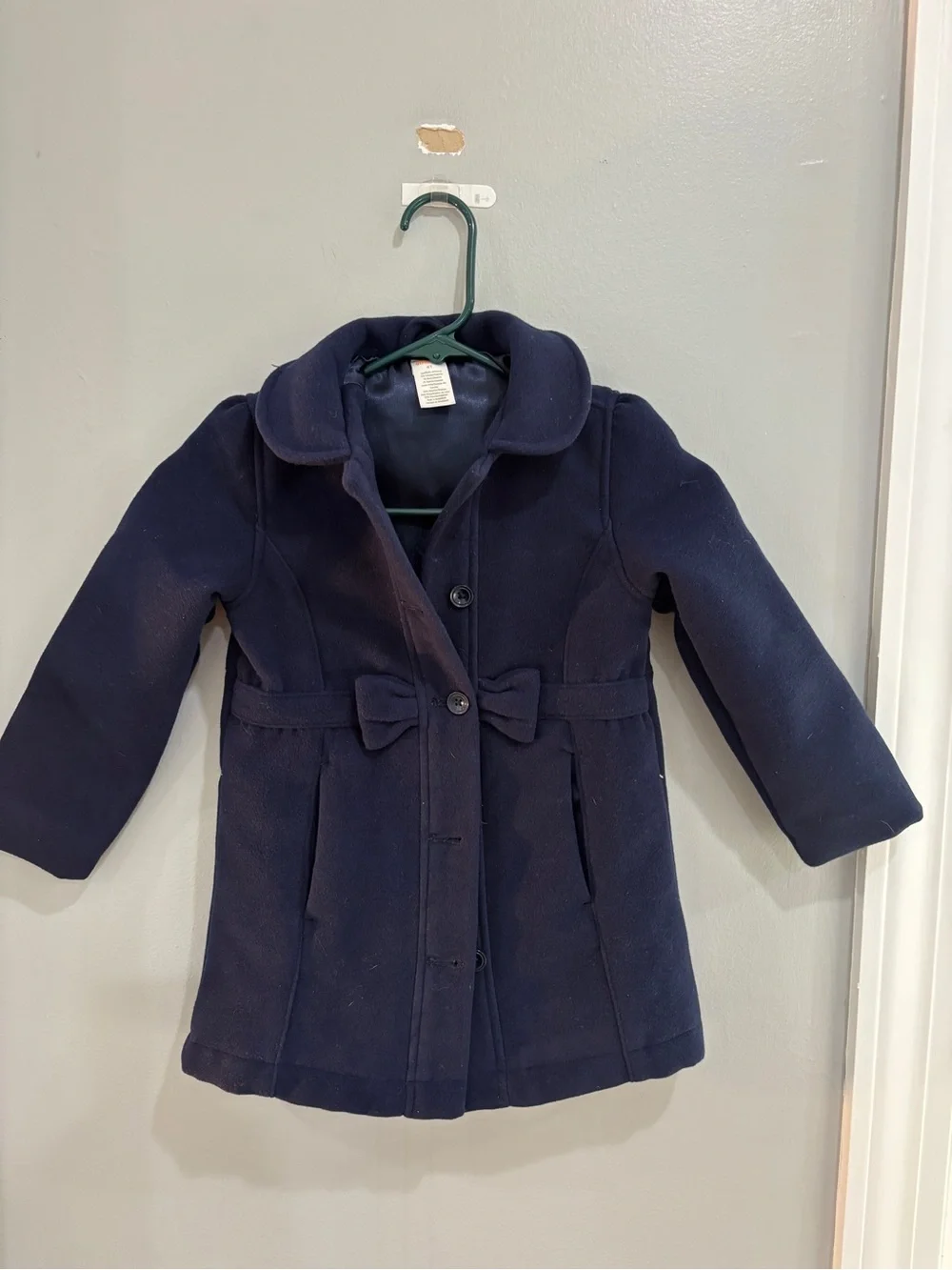 Gymboree Girls Bow Melton Dress Coat - Blue Holiday Dress Coat Pea coat Size 4T